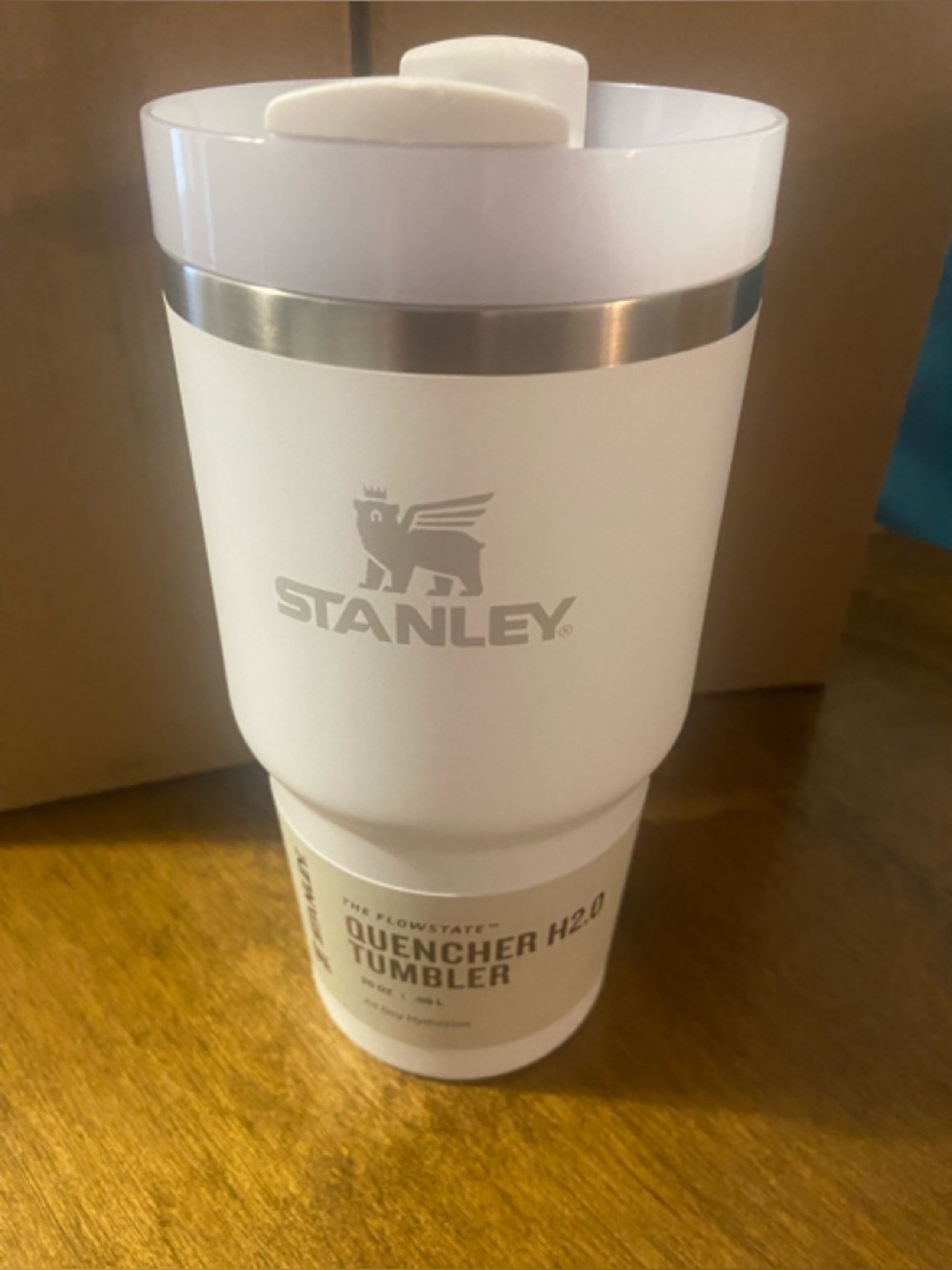 Stanley 20oz New White Insulated Quencher Tumbler with Silver Trim